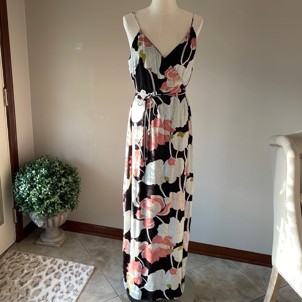 Cupcakes and Cashmere floral wrap belted tank dress long size XL EURO 46-48 NWT